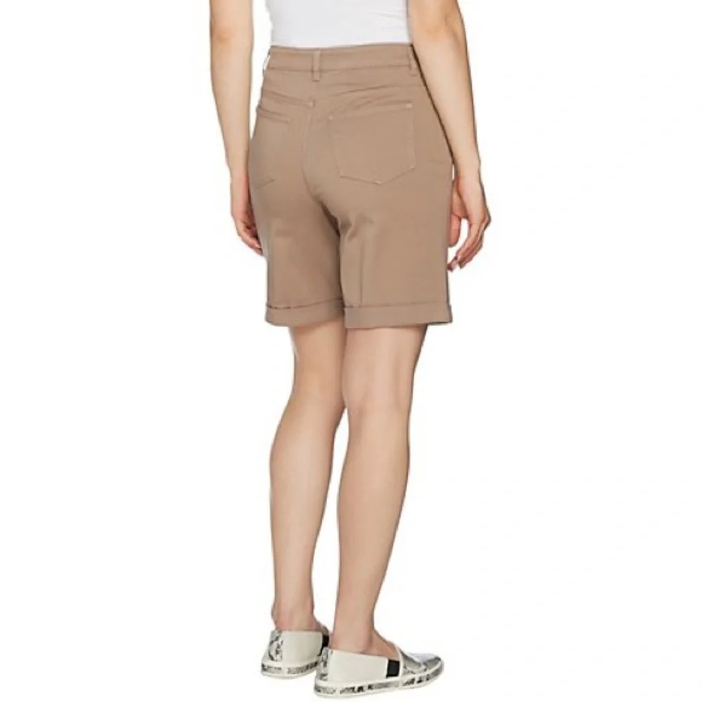 LOGO by Lori Goldstein 5-Pocket Stretch Soft Twill Light Ivory Bermuda‎ Shorts 4